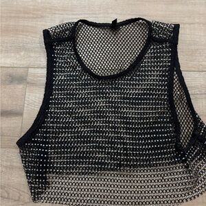 Black Mesh Sleeveless Top